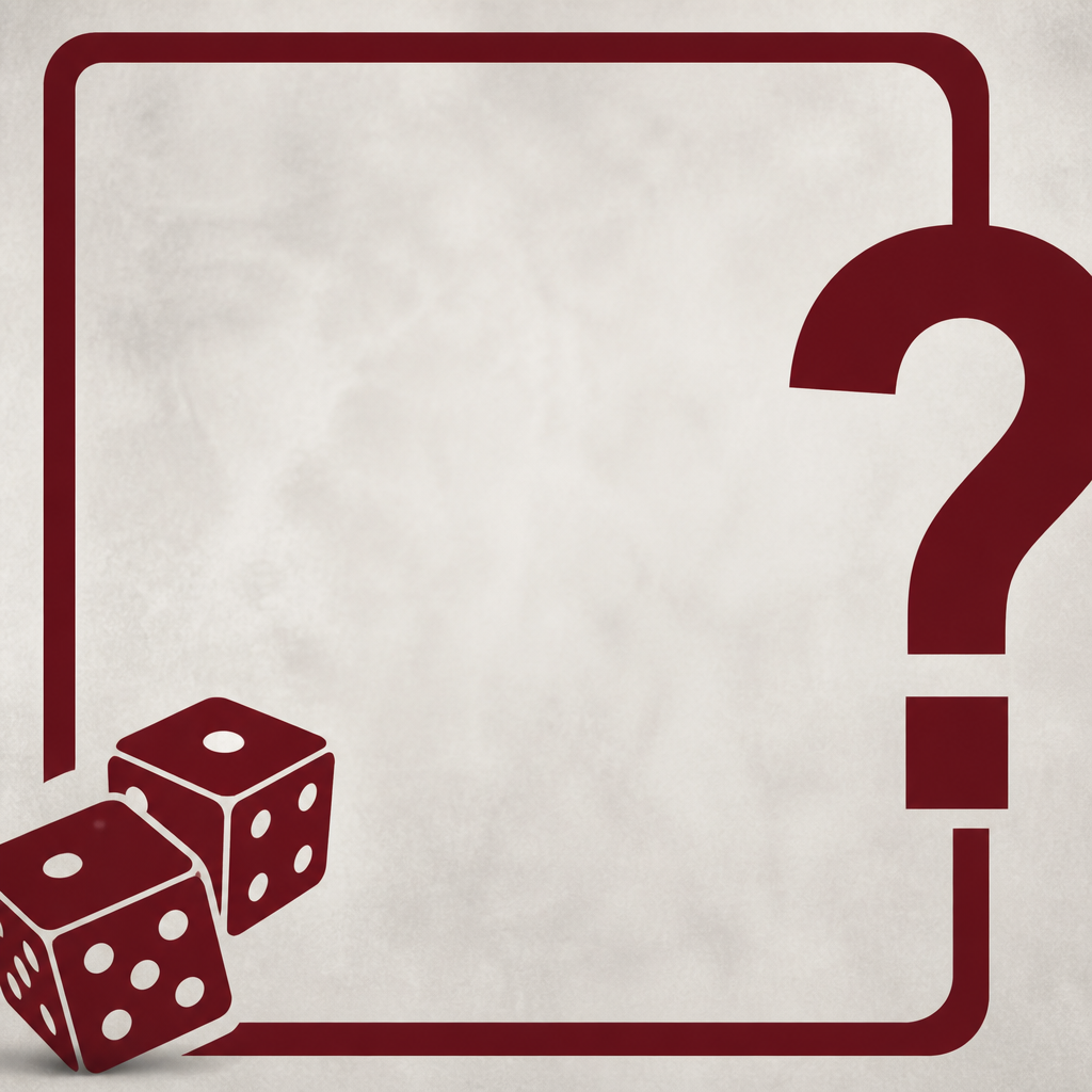 Geometric dice and question-frame motif